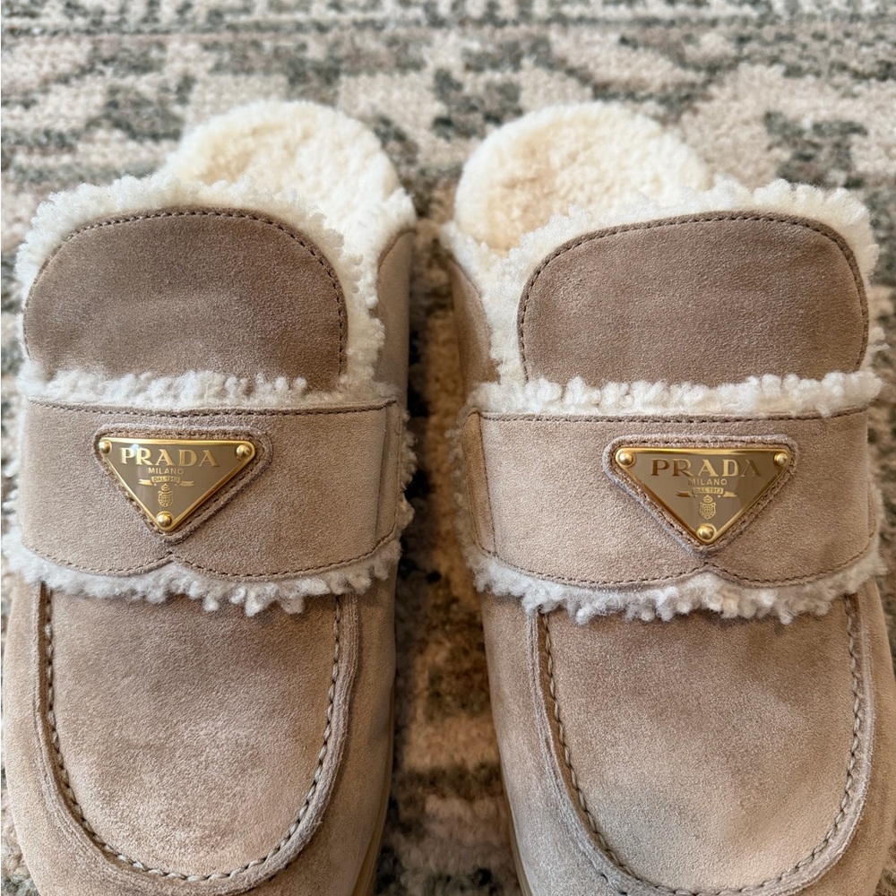 Prada Suede and Shearling Mules - Picture 5 of 11